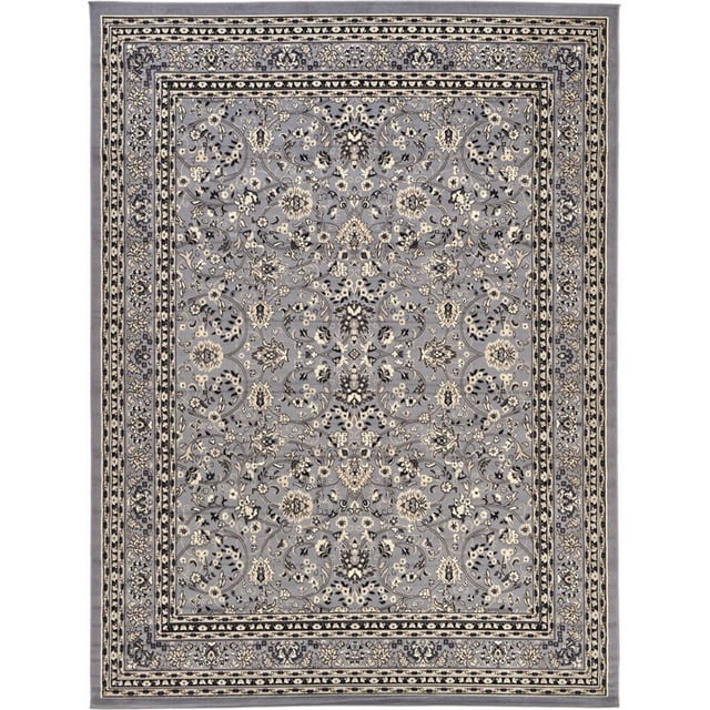 Unique Loom Sialk Hill Persian Floral Rug 9' 10 x 13' Rectangle Gray/Ivory
