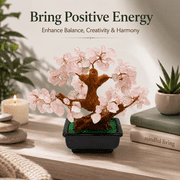 Feng Shui Natural Rose Pink Quartz Crystal Money Tree Bonsai Style, Enhance Wealth and Luck with Elegant Desk Decor