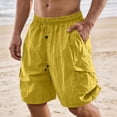 thumbnail image 2 of Uwinwear Mens Quick-drying Cargo Shorts Stretch Cotton Drawstring Waist Short Pants With 4 Pockets Relax Fit Summer Casual Shorts for Men,Yellow,XXXL, 2 of 7