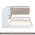 thumbnail image 6 of Wooden Twin Size L-shaped Daybed Floor Corner Bed with Storage Bookcase and Upholstered Headboard and USB Charging Ports for Limited Space, White, 6 of 14