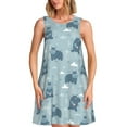 thumbnail image 1 of Xecao Mignon Hippopotame pour Robes d'Été pour Femmes Robes Décontractées de Plage Robes de Plage Sans Manches T-Shirt Robe Évasée avec Poches, 1 of 7