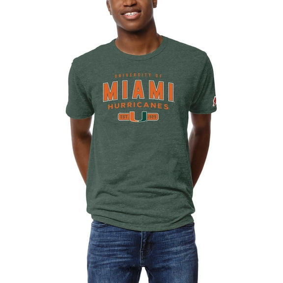 Men's League Collegiate Wear Heather Green Miami Hurricanes Victory Falls Tri-Blend T-Shirt