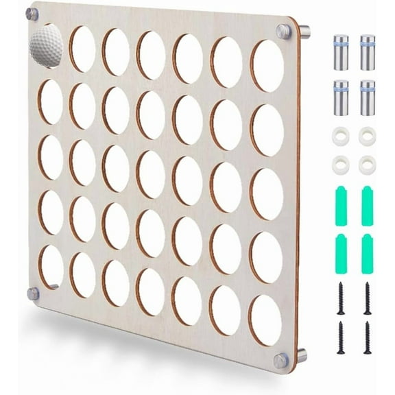 1Set Golf Ball Wall Display Holder Golf Balls Wall Mount Decor Wood Small Ball Display Rack Wooden Board with 35 Holes Golfs Lover Gift for Men Women DIY