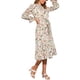 thumbnail image 4 of Vestido de mujer INSPIRE CHIC con flores, cuello alto, volantes, mangas largas, fluido, de gasa, corte A, midi, blanco, XL, 4 of 6