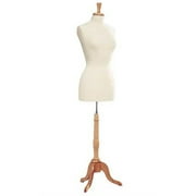 Female Off White Jersey Dressmaker Form - Includes Base, Form, and Finial