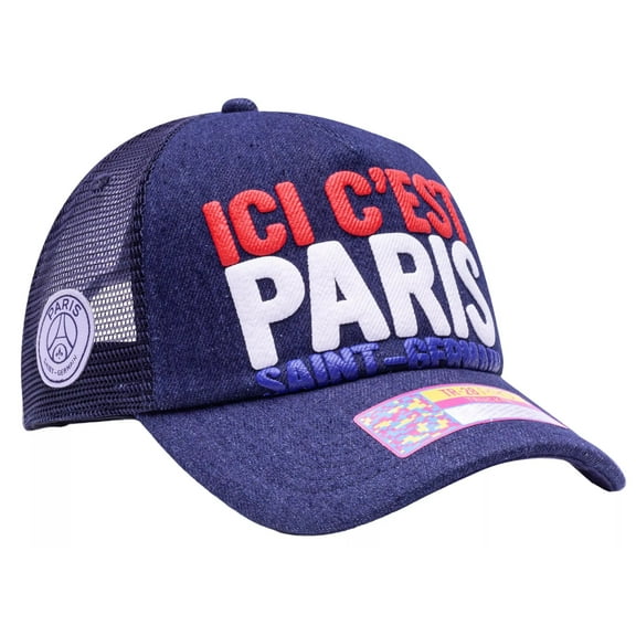 Fan Ink PSG Embroidered Mesh Back Trucker Hat, Navy Blue
