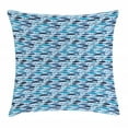 thumbnail image 1 of Fish Throw Pillow Cushion Cover, Underwater Fauna in Blue Shades Simplistic Sketch Style Swimming Animals with Scales, Decorative Square Accent Pillow Case, 24 X 24 Inches, Multicolor, by Ambesonne, 1 of 2