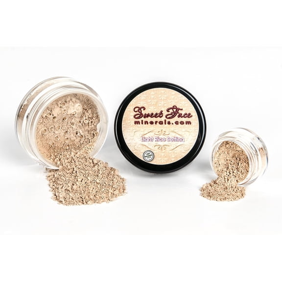 LIGHT RICE SETTING POWDER Mineral Makeup Matte Bare Face Concealer Loose Powder Full Coverage (5 gram Sample Size Jar)