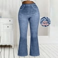 thumbnail image 4 of Cxenplz Stretchy Flare Jeans for Women High Waisted Pull On Bell Bottom Jeans Trendy Elastic Tummy Control Denim Pants, 4 of 8