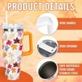 thumbnail image 3 of 40oz Fall Leaves Tumbler with Handle Straw and Lid Autumn Gift Orange Maple Leaves Travel Tumbler Coffee Mug Cup Water Bottle for Women Friend Thanksgiving Harvest Birthday, 3 of 6