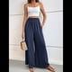 thumbnail image 4 of Pantalones Palazzo de para Mujer, de Pierna , Estilo Bohemio, de Cintura Alta, Informales, para Estar en Casa, para Vacaciones en la Playa. Azul Marino M, 4 of 10