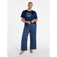 thumbnail image 2 of Joyspun Women's Dreamy Soft Collection Short Sleeve Sleep Top and Open Leg Pants Set, 2-Piece, Sizes XS-3X, 2 of 5