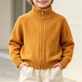 thumbnail image 3 of Afuyipoi Boys Full Zip Raglan Sleeve Pullover Sweater for Kids Size 1-13Y Fall Winter Sporty Layering Yellow Size 3T, 3 of 9