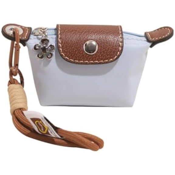 Mini Nylon Dumpling Coin Purse, Detachable Nylon Wrist Strap Coin Purse, Cute Change Purse Wallet, For Cards, Keys (Light Blue)