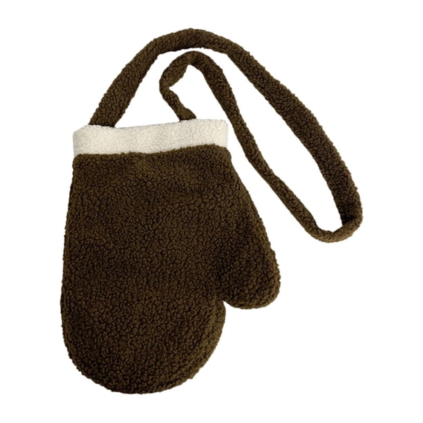 Bolso bandolera con diseño de guante navideño para mujer, bolso de mano novedoso con diseño de dibujos animados de Navidad. Marrón