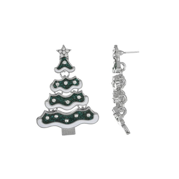 Holiday Time Snowy Tree Earrings, 1 Pair
