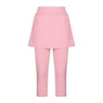 thumbnail image 5 of Wyobmus Women Tennis Skirted Leggings Comfy High Waisted Capri Yoga Leggings Tennis Skorts Active Gym Capri Tights With Mini Skirt B-Pink, 5 of 6