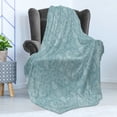 thumbnail image 4 of Abstract Soft Flannel Fleece Blanket, Intricate Swirl Circles Rhythmic Motifs Charcoal Look Bicolored Pattern, Cozy Plush for Indoor and Outdoor Use, 50" x 70", Dark Teal and White, by Ambesonne, 4 of 5