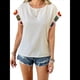 thumbnail image 1 of Camisas de Mujer con Estampado Floral de Crochet, Corta, Cuello Redondo, Blusa Informal Tipo Jersey, Tops de Verano L, 1 of 10