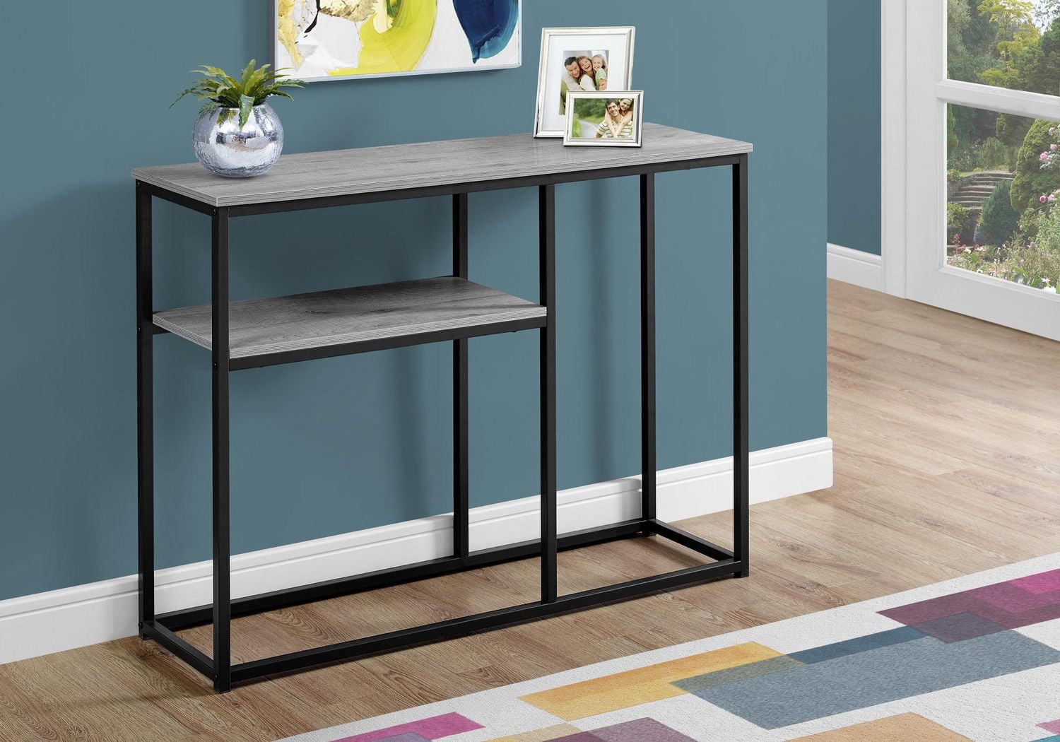 Monarch Specialties Accent Table, Console, Entryway, Narrow, Sofa, Living Room, Bedroom, Metal, Laminate, Grey, Black, Contemporary, Modern