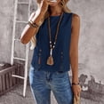 thumbnail image 4 of Stichou Womens Tank Tops 2026 Casual Sleeveless Shirt with Button Decor and Side Slit Summer Spring Tops Blue XL, 4 of 5