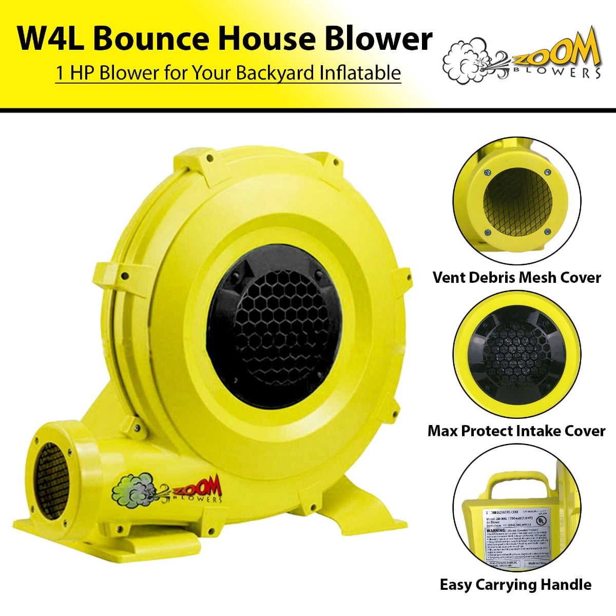 2 HP Zoom Max Air Pump Blower For Larger Commercial Inflatable Slides & Combos 