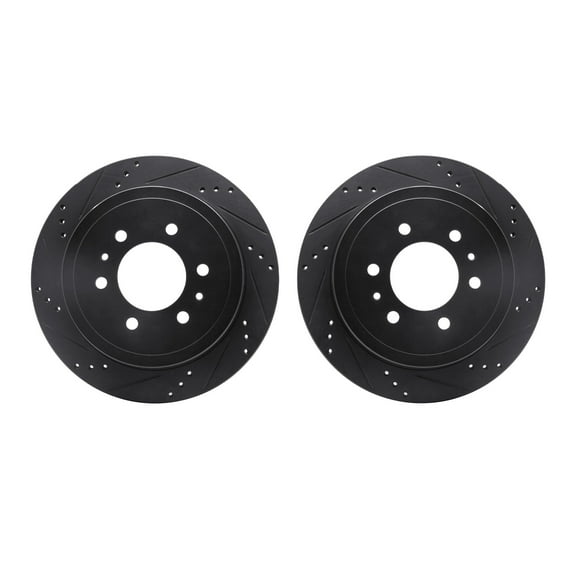 Dynamic Friction Company Rear Brake Rotors-Drilled and Slotted-Black 8002-54215