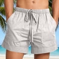 thumbnail image 2 of Timoontee Men's Cotton Shorts Elastic Waist Drawstring Summer Casual Shorts Lightweight Comft Beach Vacation Shorts with Pockets Silver L, 2 of 7
