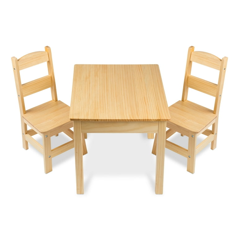 Melissa Doug Solid Wood Table and Chairs Set Light Finish