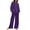 Purple, variant on Brilliant Two Piece Summer Outfits Women Fall Women's Casual Long Sleeve Round Neck Top/ Long Pants Set Loose Straight Tube Pants with Pocket Green L