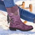 thumbnail image 2 of IUJSOY Motorcycle Boots for Women Lace up Round Toe Vintage Low Heel Booties Mid Calf Boots, 2 of 5