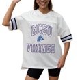 thumbnail image 3 of Women's Gameday Couture White Elizabeth City State University Vikings Iconic Oversized Fashion Jersey, 3 of 5