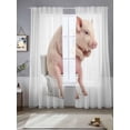 thumbnail image 3 of Funny Pig Sheer Curtains 96 Inches Long 2 Panels Set, Window Sheer Curtains for Living Room/Bedroom, Cute Art Fun Lovely Animals on Toilets Light Filtering Rod Pocket Curtain 52''x96''x2, 3 of 8