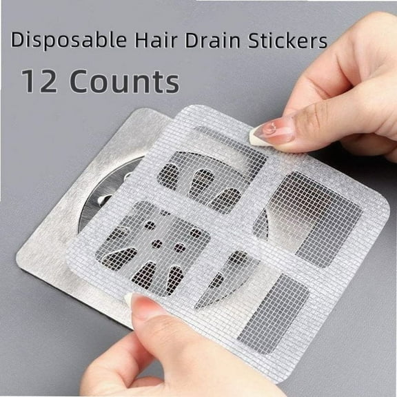 12pcs Floor Drain Filters, disposable hair stoppers for bathroom, laundry, bathtub, kitchen sink. Portable & easy to use.