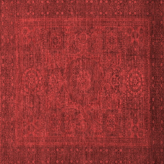 Ahgly Company Indoor Square Abstract Red Modern Area Rugs, 7' Square