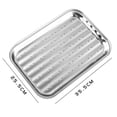 thumbnail image 4 of Bandeja de acero inoxidable rectangular para pescado a la parrilla con agujeros, plato de arroz al vapor, plato de barbacoa antiadherente perforado, 4 of 5