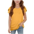 thumbnail image 2 of Gamivast Girls T Shirts Size 14-16 Crewneck Petal Summer Shirts Short Sleeve Cute Casual Tops Loose Fit Tunic Tops Vacation Beach Shirts Yellow 5T Camiseta De Para Niños, 2 of 7