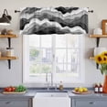 thumbnail image 2 of 2 Pack Ocean Waves Valance for Window Gray White Wave Dark Gray Gradient Kitchen Valance Rod Pocket Short Curtain Topper Decorative Window Treatment for Living Room Bedroom 42"x18", 2 of 8