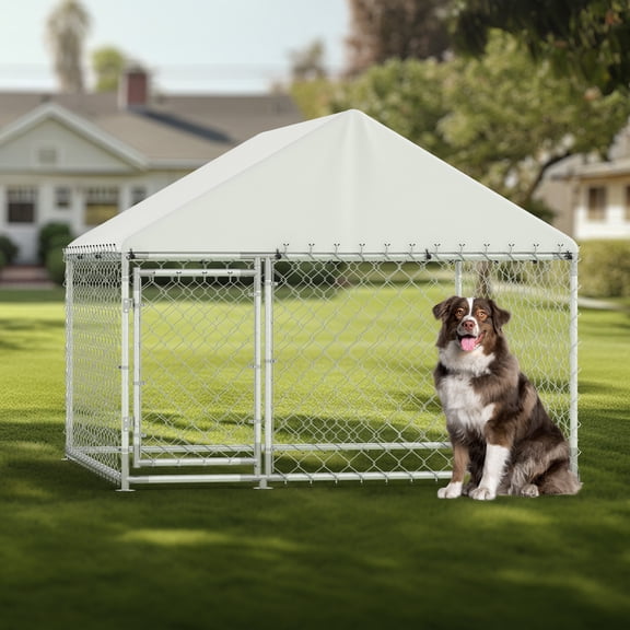 Large Dog Crate Heavy Duty Dog Kennel Outdoor Dog Playpen Dog Cage w/ Waterproof Cover 6.5 X 6.5 X 5.3ft Dog House Outdoor Dog Enclosure