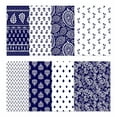 thumbnail image 2 of Soimoi 8 Pc Fat Quarter Bundle,Asian Block PaisleyPrint 18"x 22"DIY Patchwork-100% CottonPre-Cut Quilting Fabric White & Blue, 2 of 8