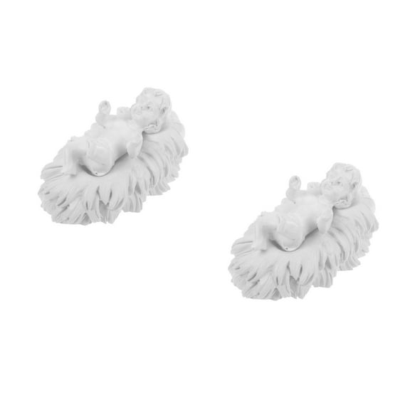 WORGEOUS 2pcs Mini Jesus Statue Resin Baby Jesus Figurine In Manger Small Jesus Figurine For Religious Home Decor