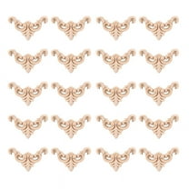 20Pcs Carved Unpainted European Wood Furniture Window Corner Wood Applique Onlay Wood Figurines Ornamental 4 x 4cm