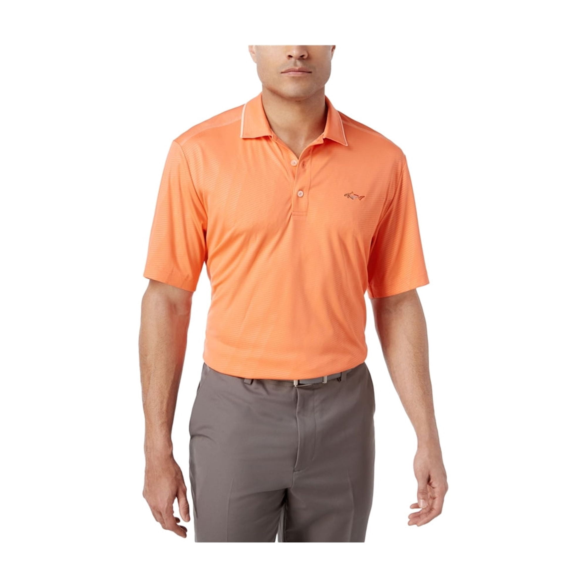 Greg Norman Mens Embossed Polo Shirt, Orange, Small