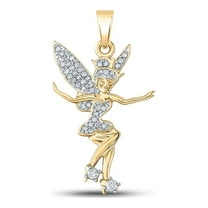 10kt Yellow Gold Womens Round Diamond Fairy Fashion Pendant 1/4 Cttw