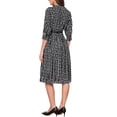 thumbnail image 3 of INSPIRE CHIC Pleated Dress for Women's Puff Half Sleeve Crew Neck Casual A-Line Dresses M Black, 3 of 5