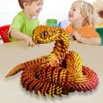 thumbnail image 3 of Taosunzt 3D Printed Animals Articulated Simulated Snake Stress Relief Toys Realistic Flexible Snake Fidget Toy Tabletop Ornament for Kids Adults Golden 30cm, 3 of 13