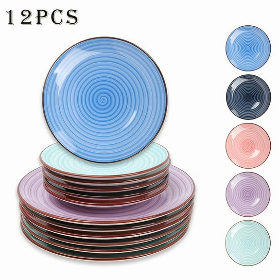 6/24pcs Dinnerware Set Service For 6, Stoneware Set, Bowls Set, Dishes Set, Including Dinner Plates, Dessert Plates, Salad Bowls And Cereal Bowls. Chip & Scratch Resistant. Dishwasher & Microwave Sa