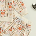 thumbnail image 4 of Caqnni Toddler Girl Boy Halloween Outfit Pumpkin Embroidery Long Sleeve Sweatshirt Plaid Pants Fall Clothes Set Halloween Outfit (12-18 Months,Beige), 4 of 5