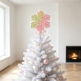 thumbnail image 5 of BingTong Candy Style Snowflake Christmas Tree Topper – Beaded Fabric Tree Top Ornament With Spring Base Ribbon Bow, Sweet Macaron Color Xmas Pine Tree Top Decor E, 5 of 5