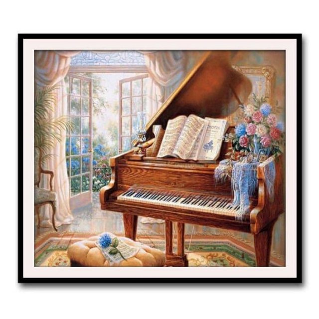 Pintura de diamante de flor de piano DIY 5D (50x40 cm) Sailing Electrónica